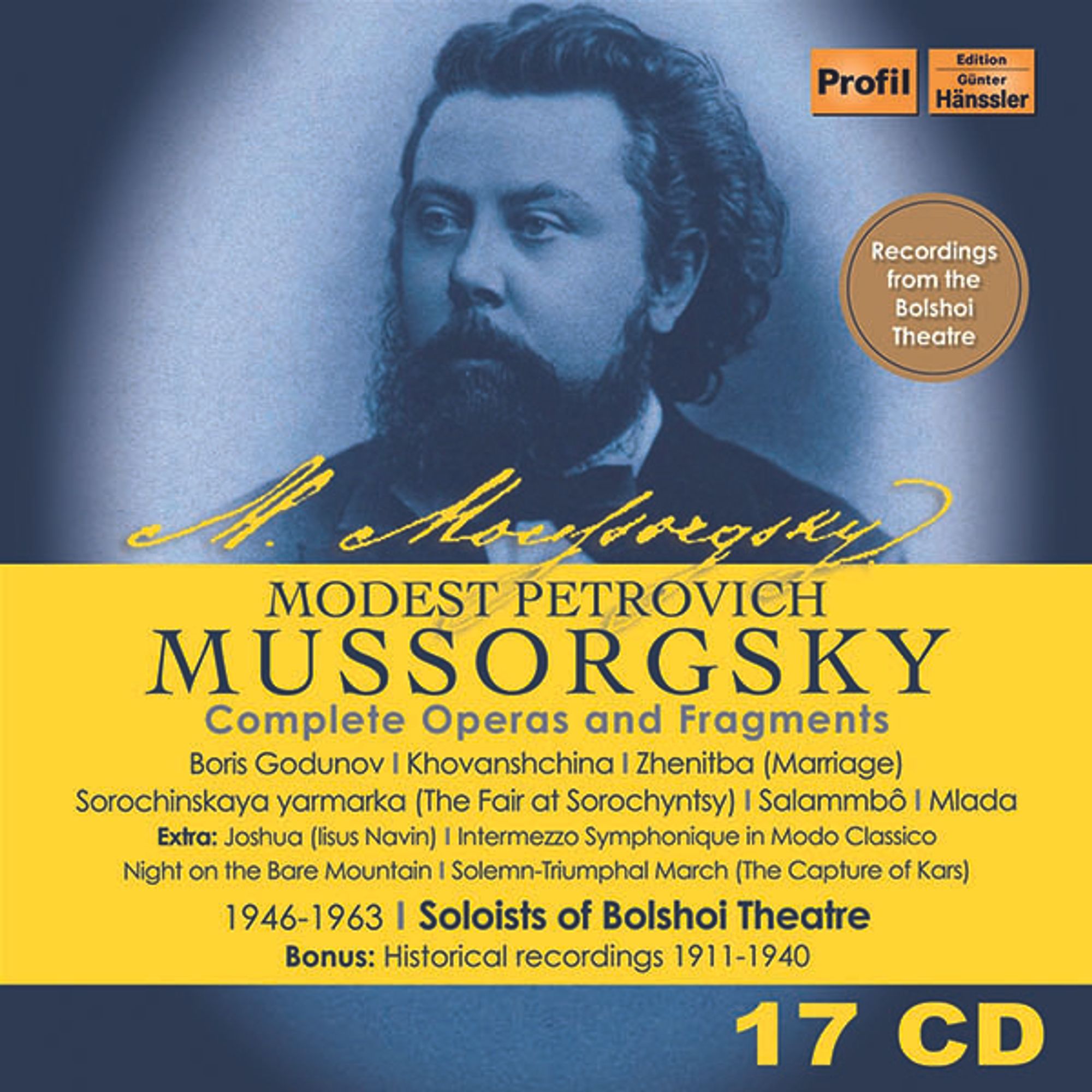 (Bild für) Modest Mussorgsky: Sämtliche Opern und Fragmente auf 17 CDs(1839-1881)